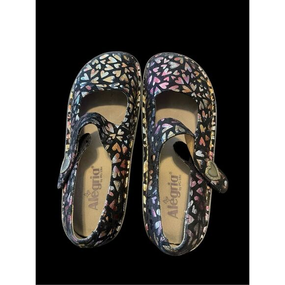 Alegria Womens Multicolor Paloma Hearts Leather Mary Jane Shoes Size 38 - Picture 7 of 10